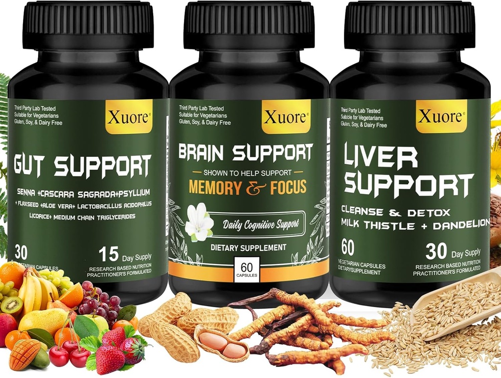 Liver Renew Cleanse Detox, Repair & Support, Gut and Colon Support - Advanced Gut Cleanse Detox, Brain Nootropic Brain Supplement for Men & Women, All in one supplement.