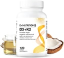 Vitamine D3 + K2 in biologische kokosolie, vitamine K2 MK7 + D3 (1000IE), snelle bot- en hartgezondheidsformule, helpt absorberen en gebruik maken van calcium, ondersteunt immuniteit, verbetert Mood - 120 Softgels