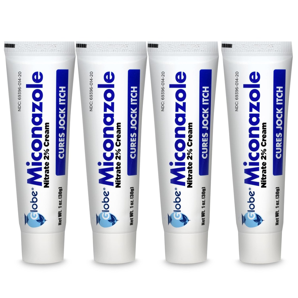 Globe (4 Pack) Miconazol Nitraat 2% Antischimmel Cream, Cures Meest atleten Voet, Jock Itch, Ringworm en Meer... 1 OZ Tube
