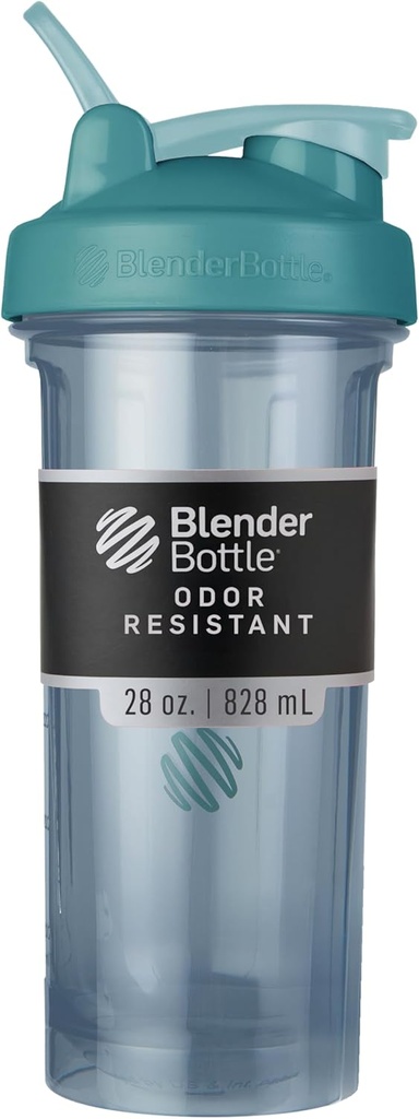 BlenderBottle Shaker Bottle Pro Series Perfect for Protein Shakes and Pre Workout, 28-Ounce, Cerulean Blue