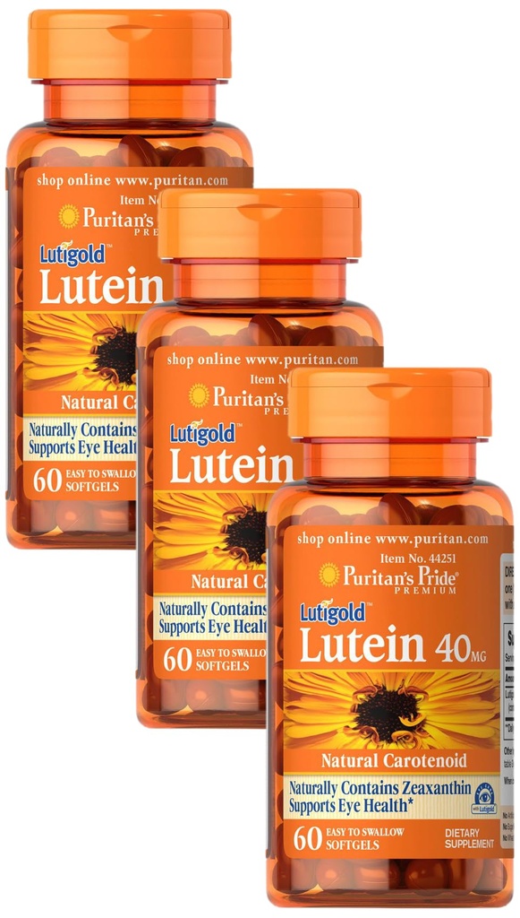 Puritan's Pride Lutein 40 Mg met Zeaxanthine, helpt Ooggezondheid*, Whole Bean, 60 Ct, (Pack of 3)