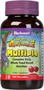 Bluebonnet Voeding Rainforest Animalz Whole Food Based Multiple Chewable Tablet, Kids Multivitamine & Mineraal, Vitamine C, D3, IJzer, Glutenvrij, Melkvrij, Kosjer, 180 Kauwtabletten, Kerssmaak