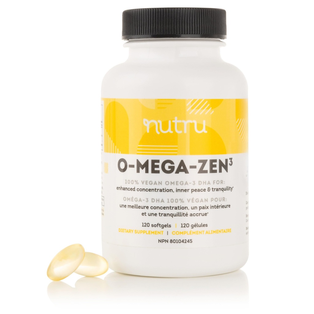 O-Mega-Zen3 Vegan Omega 3 DHA supplement - 400 mg DHA essentiële vetzuren - Carrageenvrij - Premium Algalische Visolie Alternatieve supplement - 120 Softgels