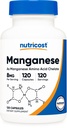 Supplément de manganèse chélaté Nutricost 8mg, chélate d'acide amino, 120 capsules, 120 portions - sans gluten, non-OGM et végétarien