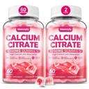 Calcium citraat Gummies 1200 mg voor volwassenen: Ultimate Absorptie Calcium Supplement voor vrouwen en mannen - Gemakkelijk te digen, Veganistisch, Non-GMO, Glutenvrij - Natuurlijke aardbeien smaak