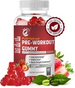 Pure Natural Pre-Workout Gummies met Creatine Monohydraat & Green Coffee Bean Extract - Energie, Focus, Endurance Boost, Aardbei smaak, 60 Gummies