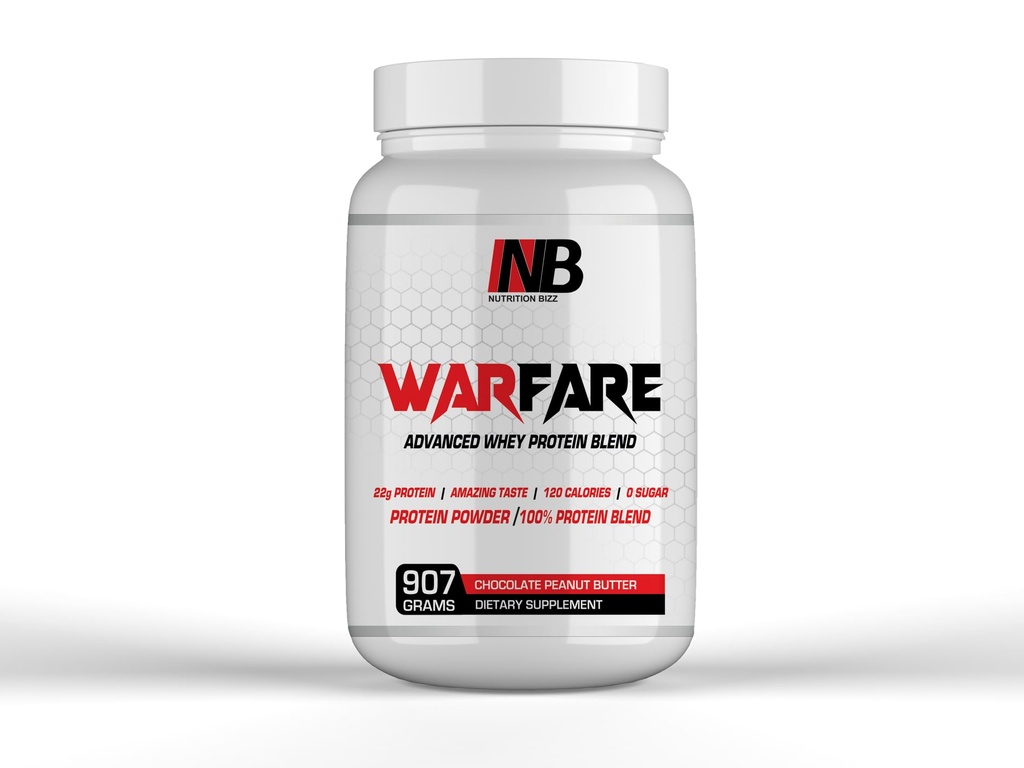 Warfare 2 lbs Advanced Whey Protein Blend 22g Proteïne per Serving Amazing Flavors (2 lbs, Chocolate Peanut Butter)