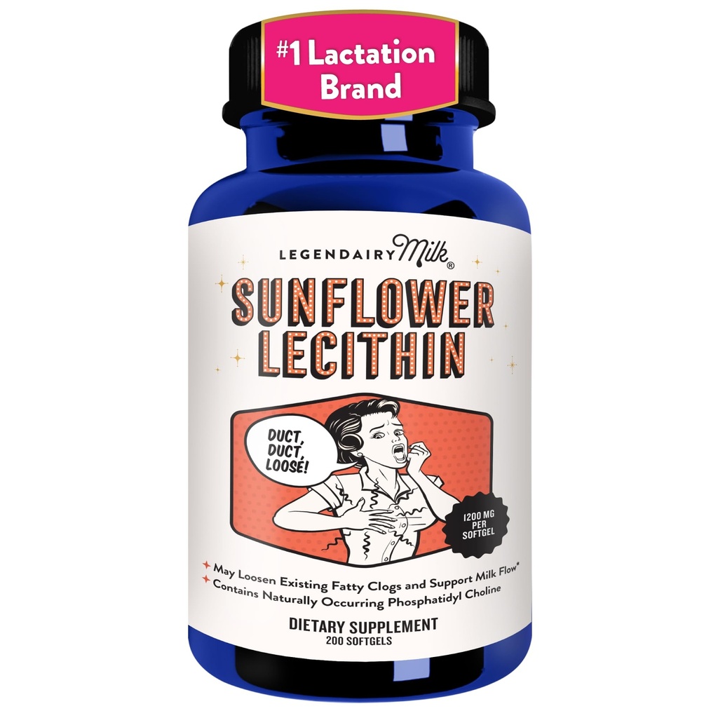 Legendairy Melk Zonnebloem Lecithin 1200mg, Borstvoeding Support, Zonnebloem Lecithin Supplement voor Clogged Melkproducten, Made in USA, 200 Softgels
