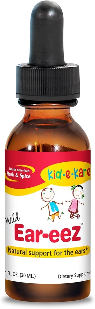 NORTH AMERICAN HERB & SPICE Kid-e-kare Ear-EEZ - 1 fl. oz. - Soutien naturel pour les enfants Oreilles - Contient des huiles d'ail, de graines noires, de sauge et de feuilles de baie - Non-OGM - 287 gouttes