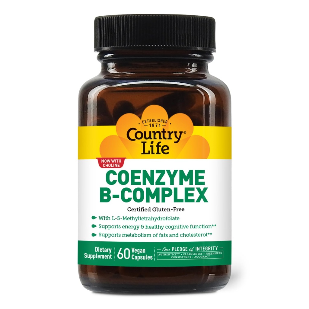 Country Life Coenzyme B-Complex, 60 Capsules Ondersteunt energie en stofwisseling, Mood & Cognitive functie 