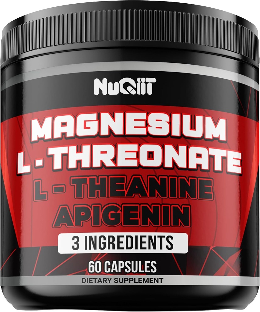 Magnésium L-Thréonate, L-Theanine, Supplément Apigenin - 60 Capsules - Avantages impressionnants pour la concentration, l'esprit confortable et la santé du cerveau - 10% Magnésium élémentaire