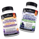 Glutathioncomplex met melkdistelextract, vitamine C & quercetine + Sambucus Vlierbessencapsules met zink en vitamine C - natuurlijke antioxidantformules - bevordert lever- en immuunondersteuning