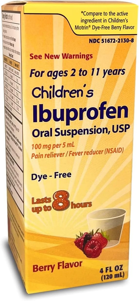 Taro Children's Ibuprofen Oral Suspension 100 mg per 5 ml, 4 Fl Oz, Pain Reliever en koorts Reducer voor leeftijden 2-11 jaar, Dye-Free, Berry Flavor