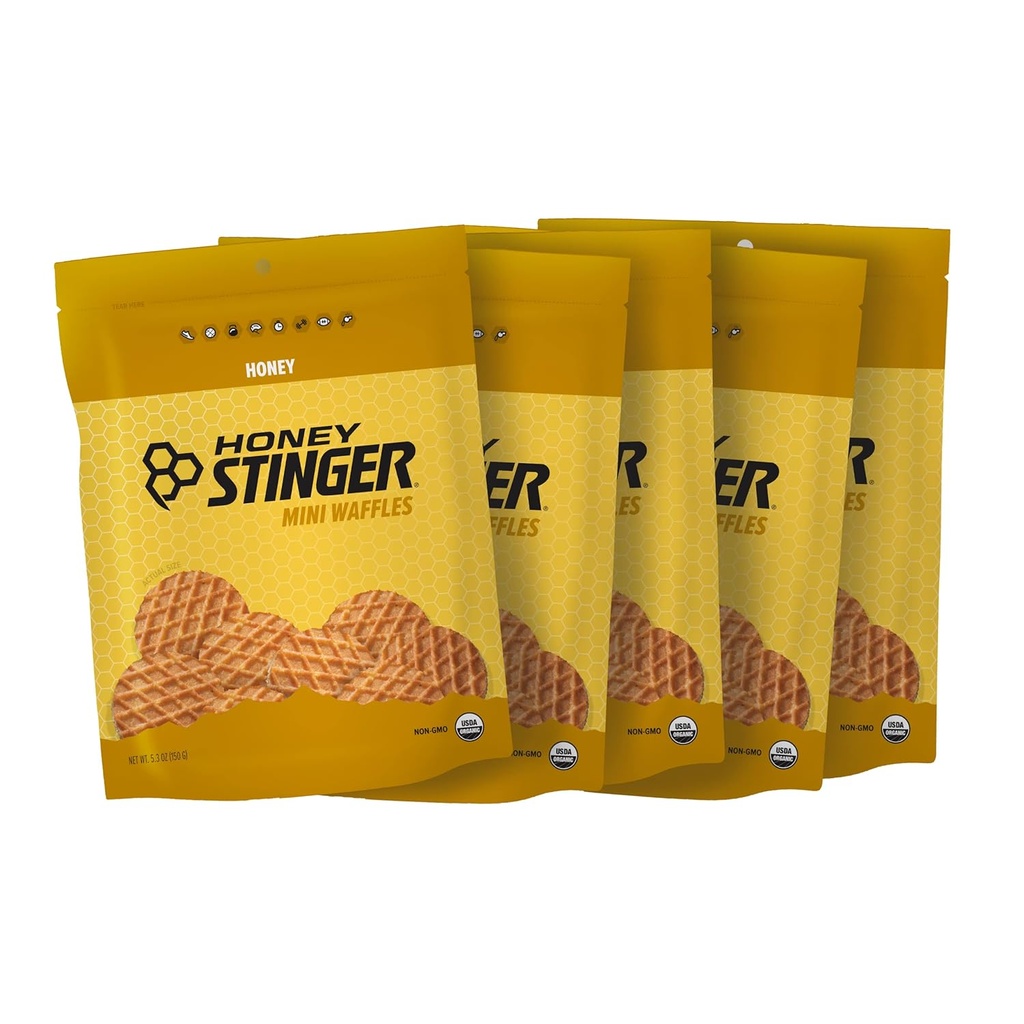 Honey Stinger Biologische Mini Honey Wafels, Energy Stroopwafel voor Oefening, Endurance en Performance, Sport Voeding voor thuis & Gym, Pre en Post Workout, 5 Tassen, 26,5 Ounce