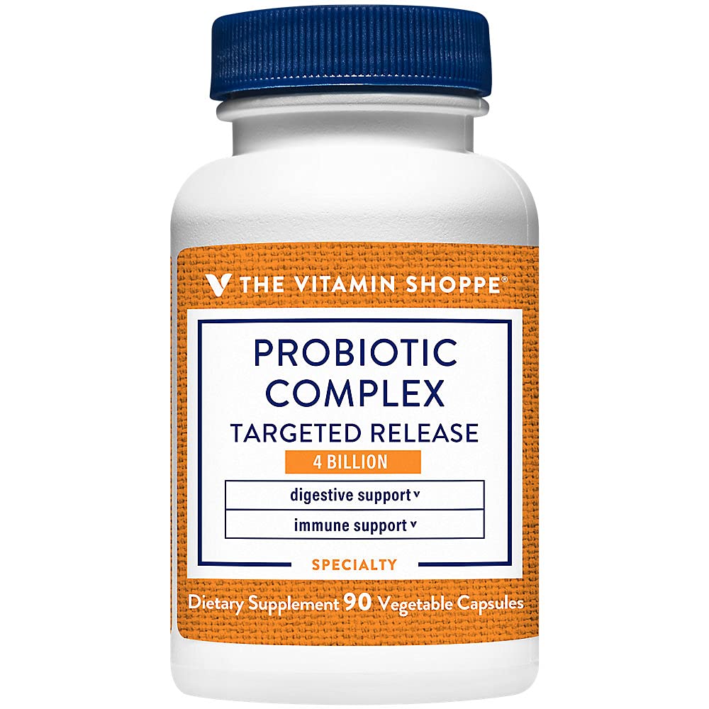 Le complexe probiotique Vitamine Shoppe 4 milliards d'UFC– Caps végétatifs ciblés – soutient la santé intestinale et la digestion avec un équilibre de souches probiotiques (90 capsules végétales)