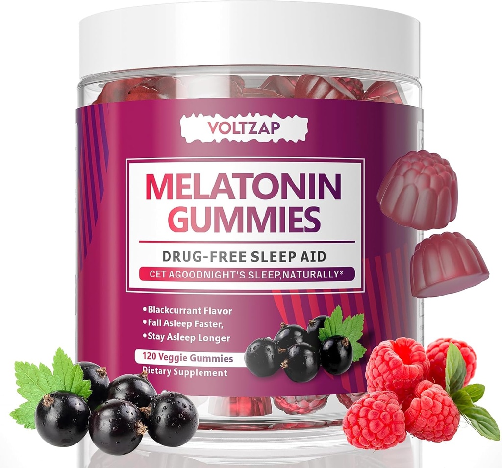 Melatonine Gummies: Slaapsupplementen voor mannen en vrouwen, 60 Gummies, Natuurlijke Slaaphulp, Maximale sterkte Slaap Gummies met 10mg Melatonine Per Gummy Supplement, Zwarte bessen smaak