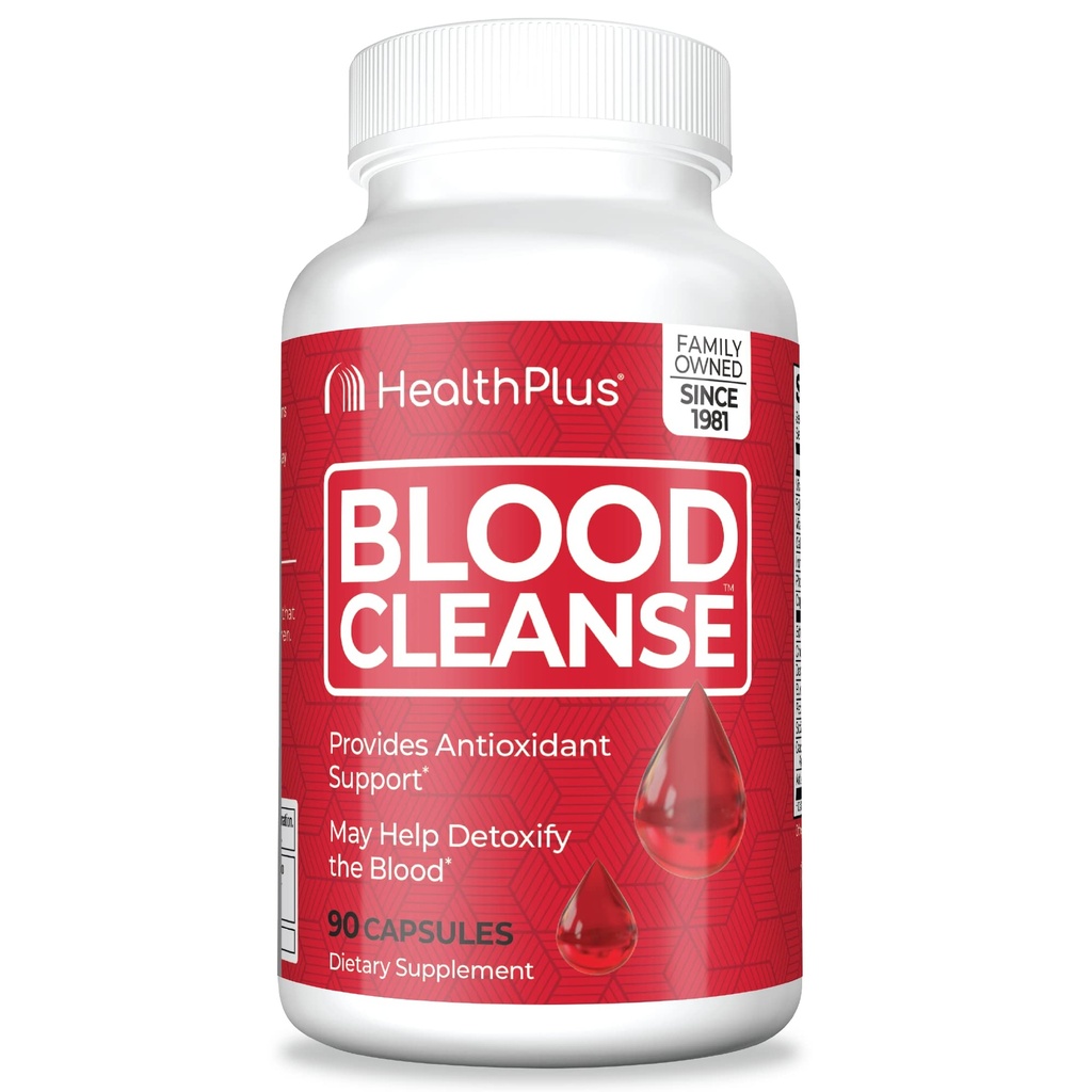 Health Plus Blood Cleanse - Supplément alimentaire - Sans gluten, ingrédients naturels à base de plantes (90 capsules, 45 portions)