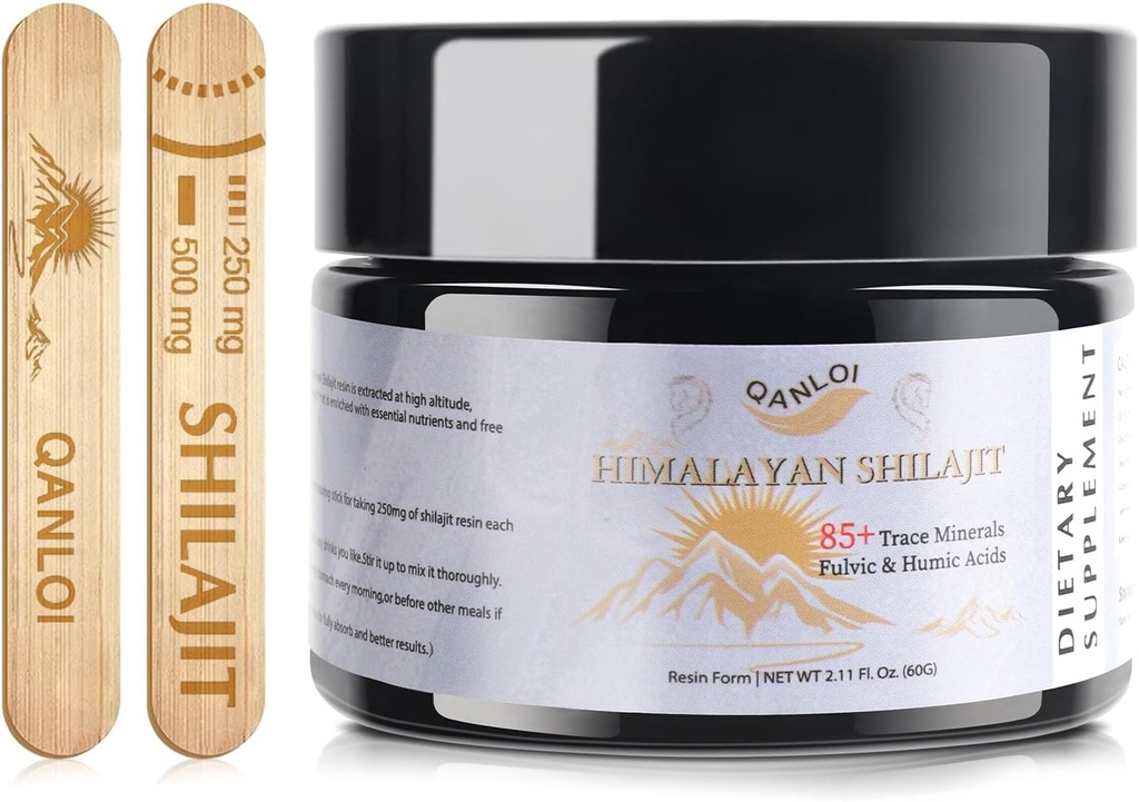 Shilajit voor mannen-Natural Shilajit Resin met Humic en Fulvic Acid Supplement, Himalaya Shilajit Resin-120 Serving/60g (500mg)