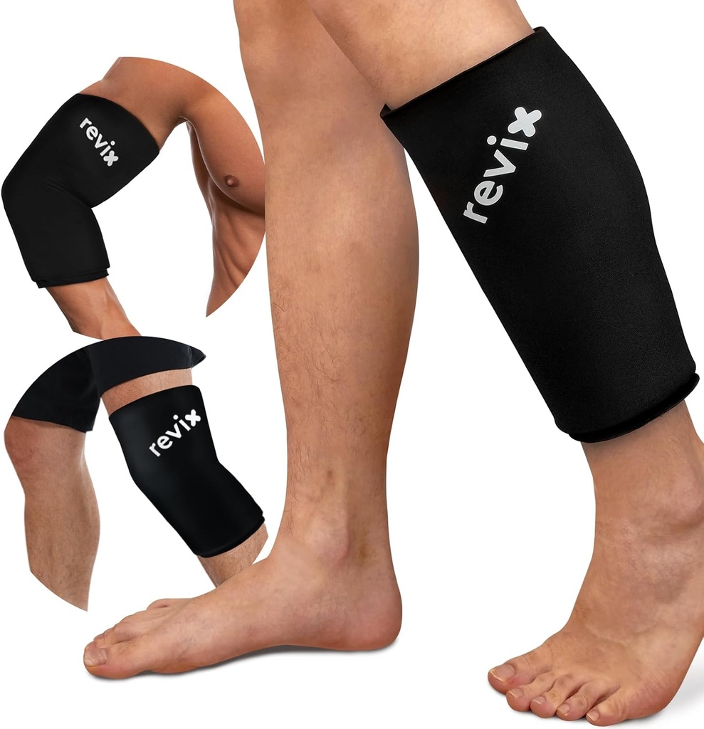 REVIX XL Shin Splints Ice Sleeve, Kalf Ice Packs for Injuries Herbruikbaar, Knie, Arm & Elbow, Lagere Beencompressie Sleeve Cold Pack Verlicht Bone Damage and Running Recovery, 360° Dekking