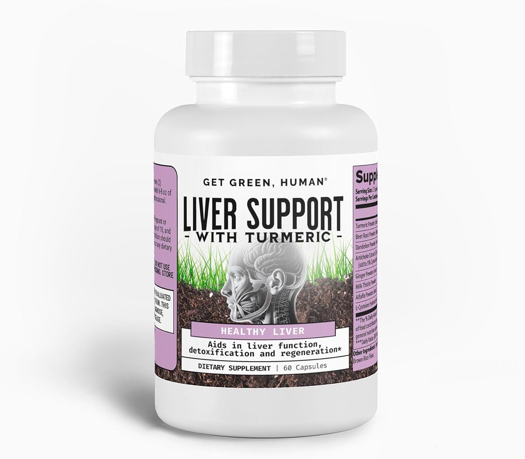 Capsules de soutien du foie avec/Turcuma, Thistle de lait et Dandelion – Détox, nettoyage et régénération Fonction hépatique – Supplément à base de plantes quotidiennes avec/Beetroot et Artichaut – 60 capsules