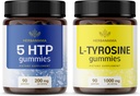 HERBAMAMA L-tyrosine en hersensupport Kit - bundel van 200 mg 5-HTP & 1000 mg L-tyrosine Gummies - Vegan, Non-GMO, Gelatine-Free - 2 Pack