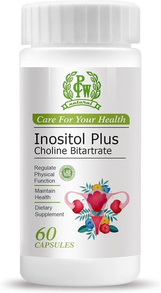 PCW Inositol Plus Capsule de bitartrate de choline, 60 Nombre