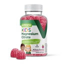 Viteey Kids Citrate Magnésium Gommies - Supports Aide au sommeil, Gummies calmes, Relaxeur musculaire, Relaxation optimale - Végétarien, Sans gélatine, Sans gluten, Sans OGM - Gommy aux framboises croustillantes