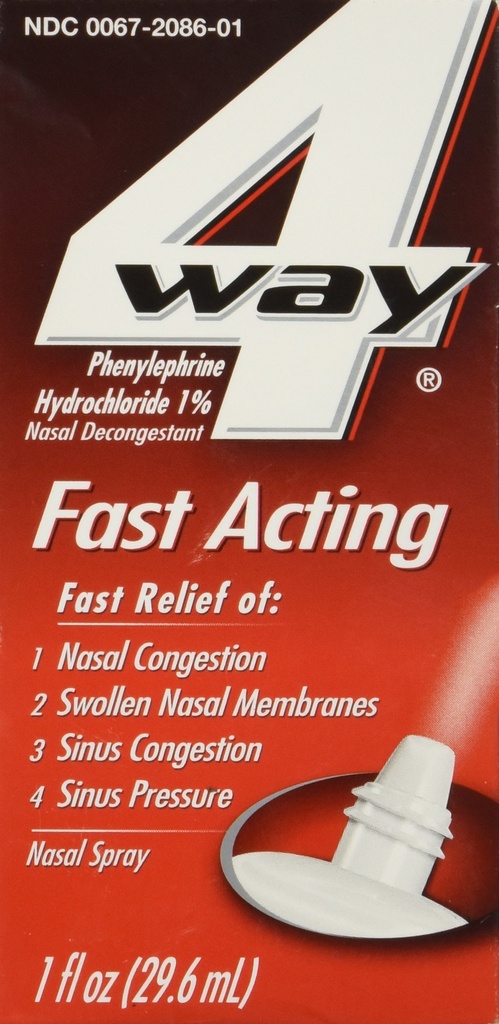 Spray nasal à action rapide 4Way pour adultes et enfants 12+, Sinus Conggestion Relief et Nasal Conggestion Relief Spray nasal - 1 flacon de spray Fl Oz