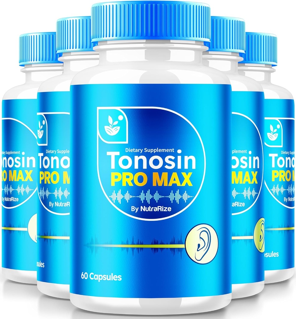 NutraRize (5 Pack) Tonosin Pro Max Capsules, Formule Santé Oreille Officielle, Supplément All-Natural pour promouvoir la Santé Oreille Intérieure, Soutien auditive Premium, TonosinProMax Critiques (300 Capsules)