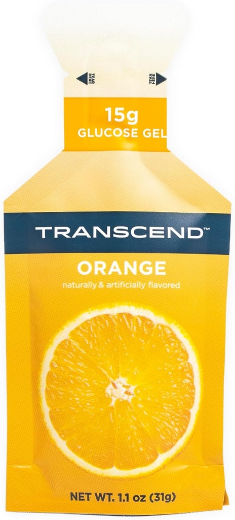 Transcend Foods Orange Gels (1.1 oz, Pack of 100) Fast-Acting Carb Gel Orange Flavor 