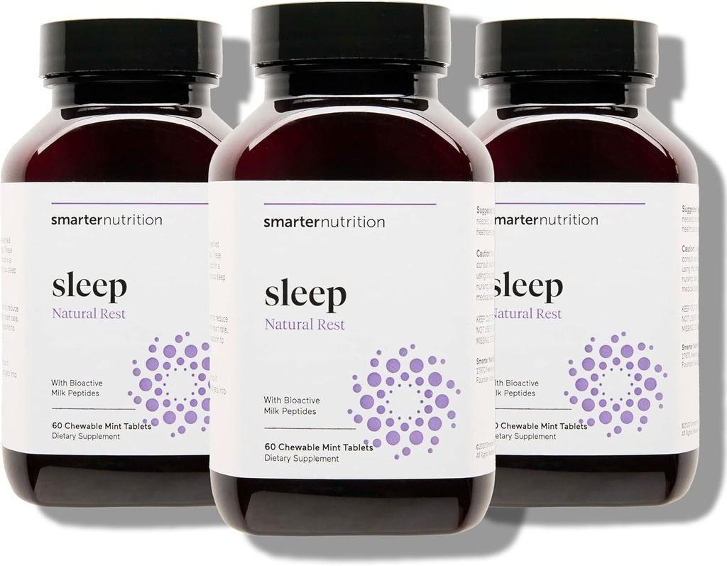 Slimmere voeding Slimmer slapen Melatonine Oplosbare tabletten 4.5 mg + Natuurlijk klinisch bewezen Lactium® voor slaap & stress Ondersteuning - Mint smaak Melatonine tabletten - Niet-GMO-180 Tellen[90-Dag Supply]