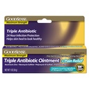 GoodSense maximale sterkte Triple Antibiotische Zalf plus pijnverlichting - kalmeert pijnlijke sneeën, scrapes en brandwonden, voorkomt infectie, eerste hulp antibiotische, externe analgetische, 1 oz