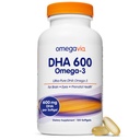 OmegaVia DHA 600 mg, Ultra Pure Omega-3 DHA Supplementen voor hersenen en ogen, DHA Prenatale Vitaminen voor vrouwen, Burpless Fish Oil Omega 3, IFOS Getest, 120 Softgels