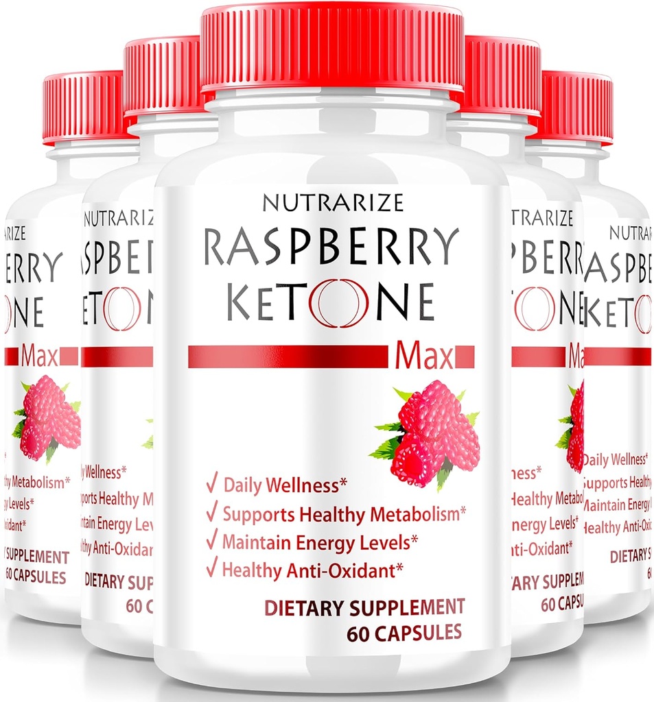 (5 Pack) Raspberry Ketone Capsules, Officiële Raspberry Ketone voor gewichtsverlies, all-natuurlijke Keto formule om uw lichaam en fitness doelstellingen te ontgrendelen, Raspberry Ketone 1200MG supplement, Beoordelingen (300 Capsules)