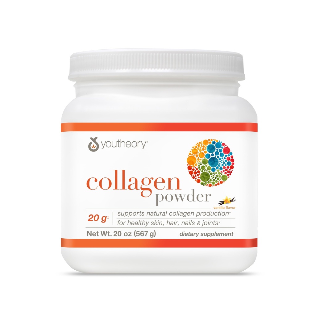 Poudre de collagène - avec acides aminés, minéraux, vitamine C et B7 (biotine) - soutient des os sains, des muscles, des cheveux, des ongles, de la peau et des articulations* - hydrolysés - Vanille - 20 oz (21 portions)
