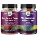 Natures Craft Bundle of Extra Strength Hawthorn Berry Capsules - Extract Digestie en Hart Gezondheid Supplement en Pure Magnesium Glycinate 400 mg per portie voor slaap en ontspanning