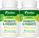 Probiotica voor vrouwen Mannen- 300 miljard CFU, 24 strains Probiotic+15 Organic Herbs Prebiotics Blend, Pre en Probiotics, for Digestief Gezondheid, Immune & Gut, Diarree, Bloating, Vegan, 4 Month Supply