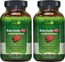 Irwin Naturals Brain Awake RED met Nitric Oxide Booster - 60 Liquid Soft-Gels, Pack of 2 - Support Brain Health & Optimize Performance - 40 Total Servings