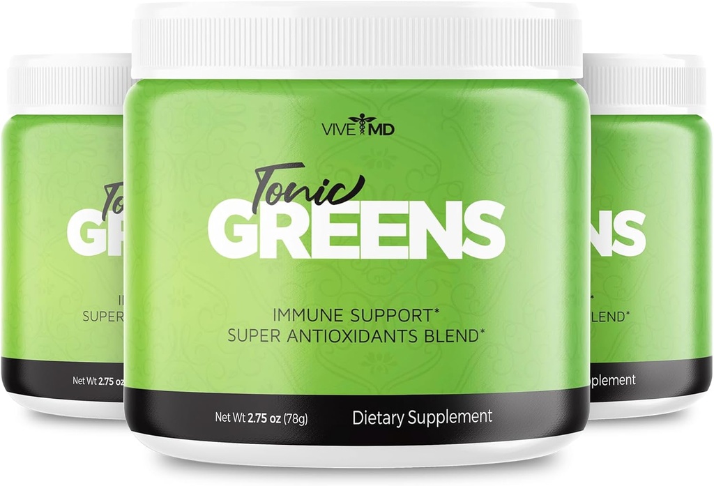 Tonic Greens Poeder Vitamine Boost Supplement Officiële Formule - Natuurlijke Groene Blend Energie Supplement Extra sterkte - BCAA L-Glutamine Vitamine B6, Revolutionaire Energie Fix Oplossing Reviews (3 Pack)