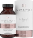 Hush & Hush SkinCapsuleTM Clear+, Skin Care Supplement, Vegan, Acne Behandeling voor gezicht, Clean Nutraceutical Supplementen die vitamine A bevat, Kurkuma, Dandelion Root, Zink - 60 Capsules