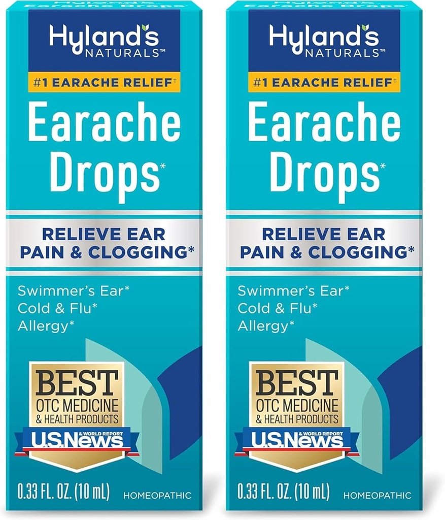 Hyland's oordruppels, natuurlijke verlichting van het oor van de zwemmer, koude en griep, Allergie symptomen, leeftijden 4 en ouder: (2 Pack)