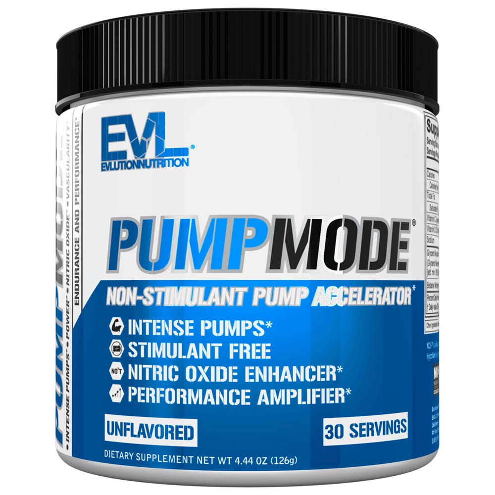 EVL PumpMode supplément à l'oxyde nitrique - Poudre de pré-entraînement de pompe à oxyde nitrique avec du glycérol et de la bêtaine pour la récupération musculaire Croissance et Endurance - Stim boisson de pré-entraînement gratuite (non aromatisée)