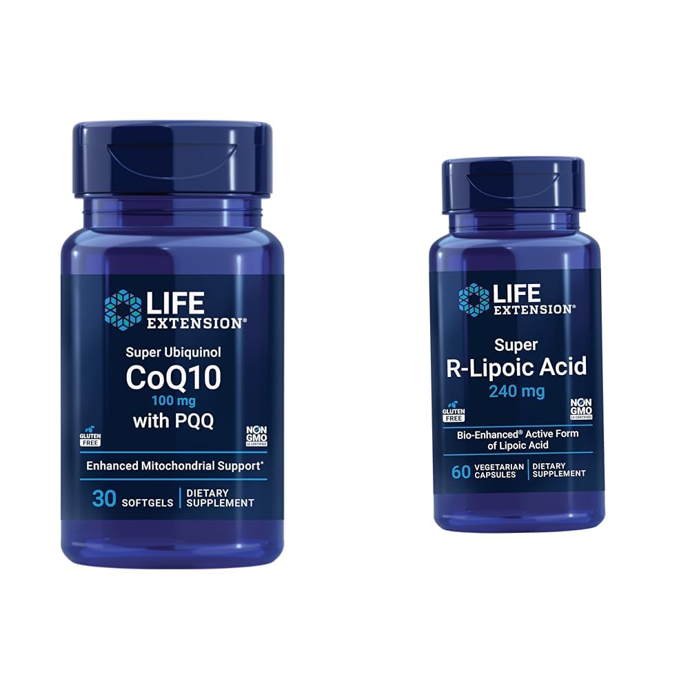 Life Extension Super Ubichinol CoQ10 met PQQ, CoQ10, PQQ, shilajit, Heart Health & Super R-Lipoic Acid 