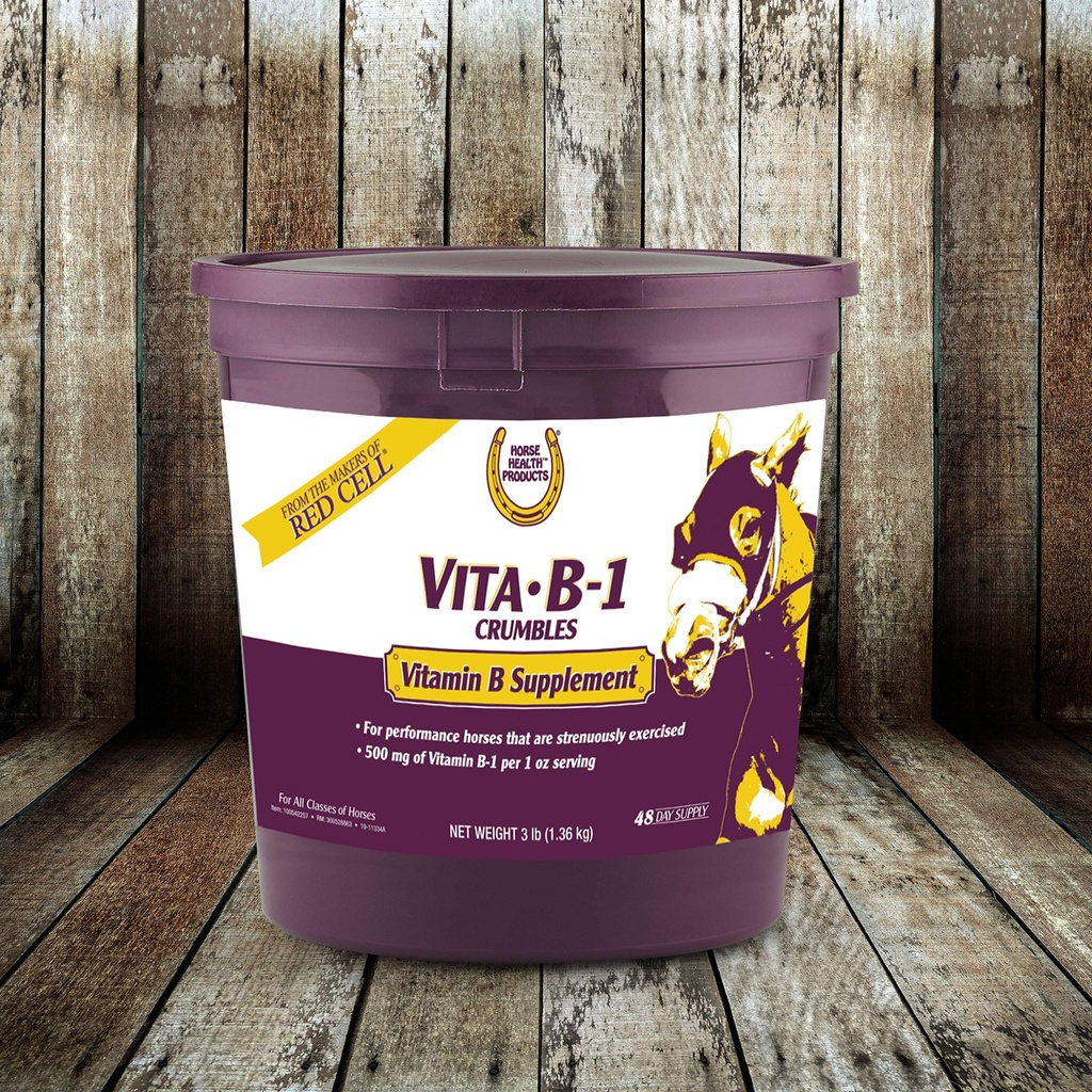 Farnam Horse Health Vita B-1 Crumbles Supplement voor paarden, Ondersteunt optimale spieractiviteit en metabolisme voor prestaties, 3 pond, 48 dagen levering