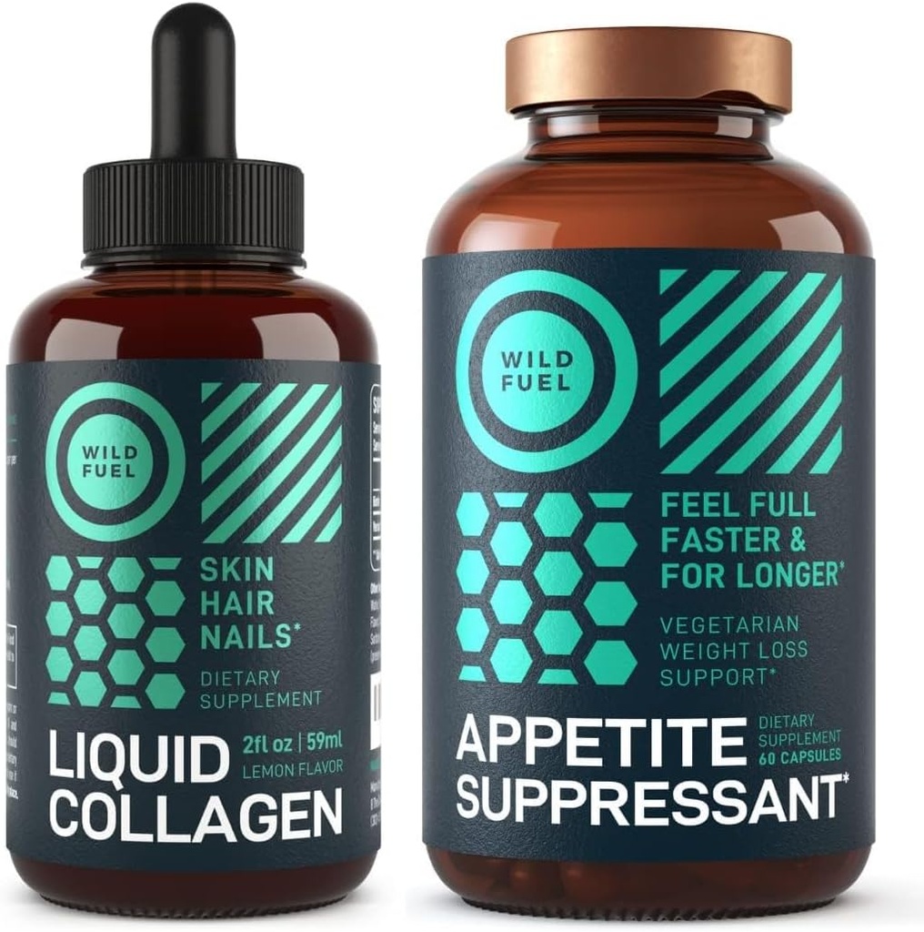 WILD BRANDSTOF Liquid Collageen en Apetite Suppressant Health and Wellness Bundle