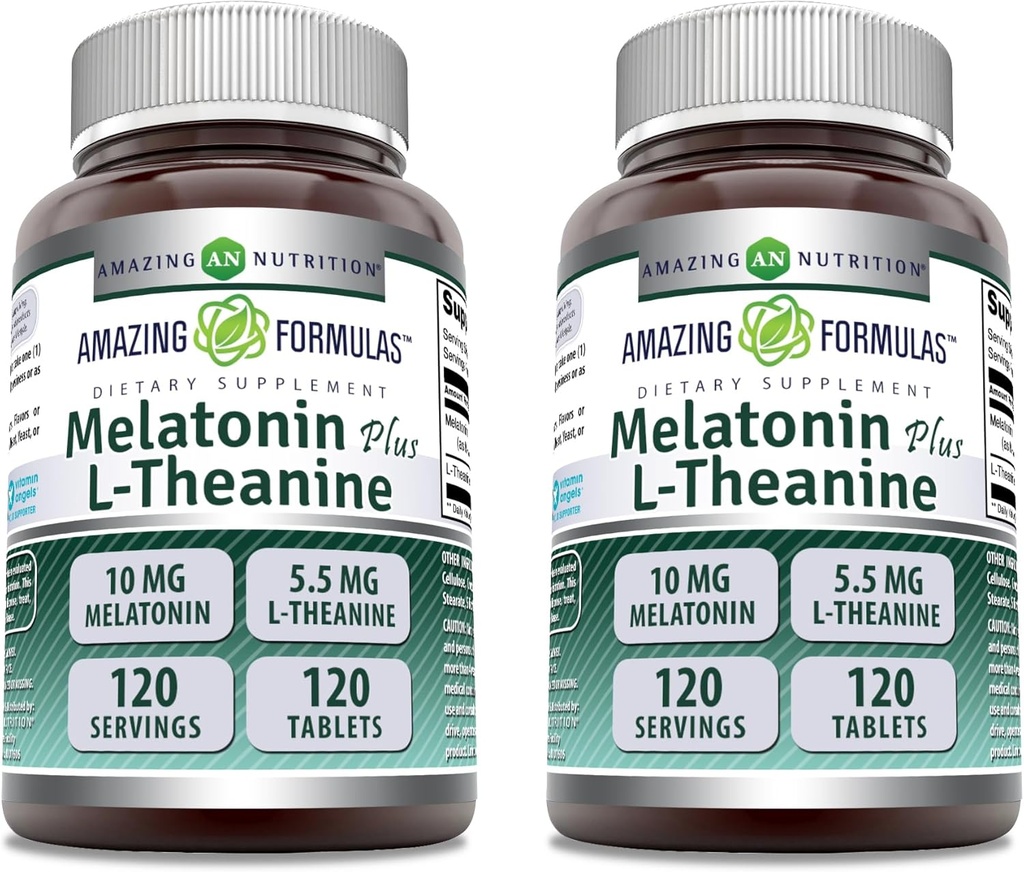 Verbazingwekkende Formules Melatonine 10 Mg Plus L-Theanine 5.5 Mg Supplement 
