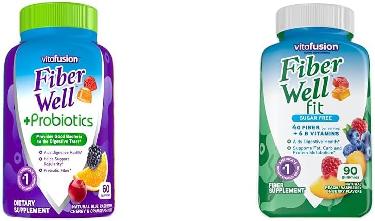 Vitafusion Fiber Well + Probiotica 60 Graaf en vezel Well Fit 90 Graaf Gummy Vitamine Bundels