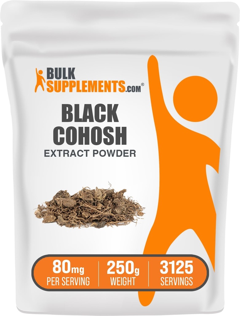 BulkSupplements.com Black Cohosh Extract Powder - from Black Cohosh Root, Herbal Supplement - Vegan & Glutenvrij, 80mg per Serving, 250g (8.8 oz) (Pack of 1)