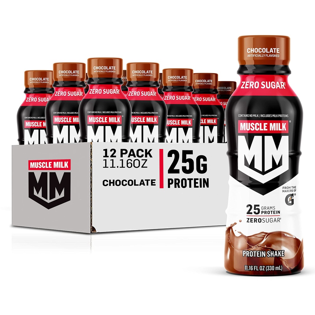 Lait musclé véritable protéinée agitée, chocolat, 25g de protéines, 11.16 Fl Oz (paquet de 12), emballage mai Vary