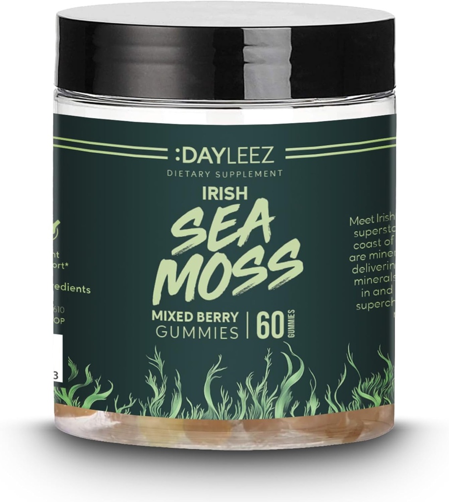 Irish Sea Moss Gummies - Natural Immune Support & Digestive Health - Vegan, Non-GMO, Glutenvrij - 60 Telling - Premium Sea Moss Supplement for Energy & Wellness